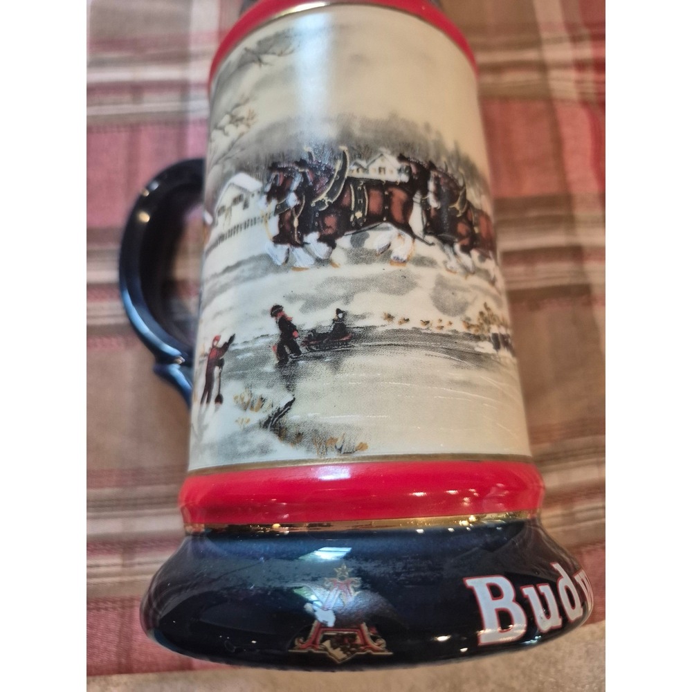 Vintage 1990 Budweiser Holiday Stein An American Tradition Clydesdales - Picture 9 of 11